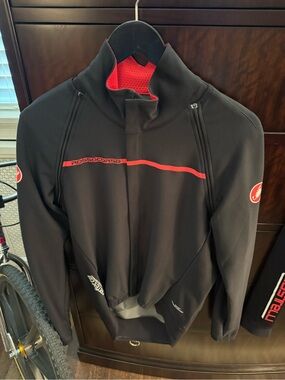 Rosso Corsa Men's Black Performance Jacket with Red Accents